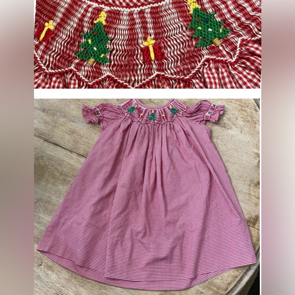 Kelly’s Kids Girl’s Sz 18 months Smocked Red‎ Gingham Christmas Dress